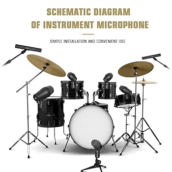 Amazon.com: STABCL 7-Piece Wired Drum Microphone Kit with